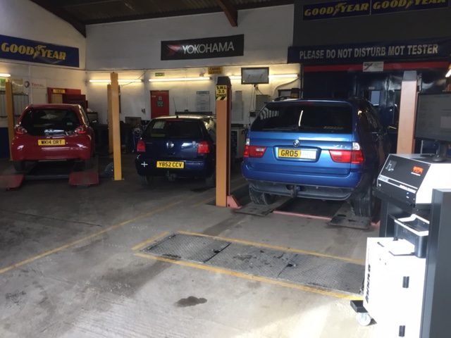 Cars in the MOT and service bays